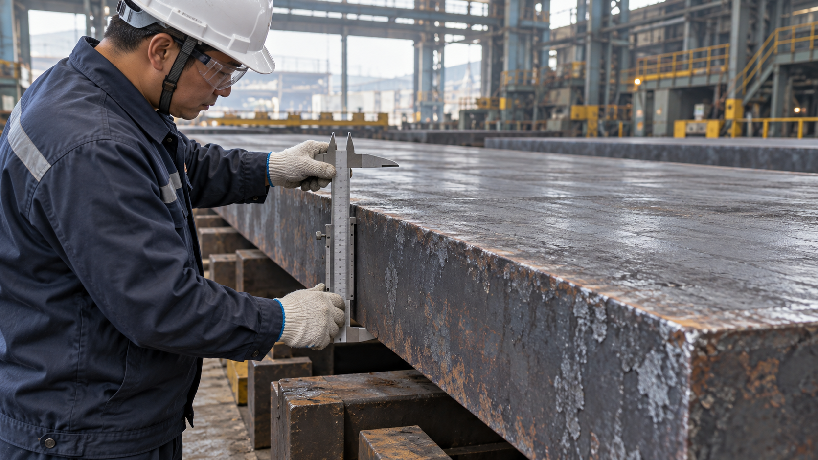 Steel slab surface and thickness inspection